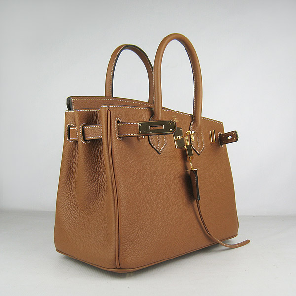 Replica Hermes Birkin 30CM Togo Leather Bag Light Coffee 6088 On Sale - Click Image to Close